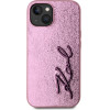 Karl Lagerfeld Case Wrinkled Metal Signature For Iphone 15 Pink - (KLHCP15SPFMFBKMP)