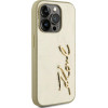 Karl Lagerfeld Case Wrinkled Metal Signature For Iphone 15 Pro Gold - (KLHCP15LPFMFBKMD)
