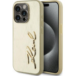 Karl Lagerfeld Case Wrinkled Metal Signature For Iphone 15 Pro Max Gold - (KLHCP15XPFMFBKMD)