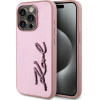 Karl Lagerfeld Case Wrinkled Metal Signature For Iphone 15 Pro Pink - (KLHCP15LPFMFBKMP)