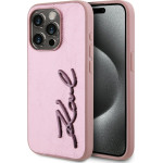 Karl Lagerfeld Case Wrinkled Metal Signature For Iphone 15 Pro Pink - (KLHCP15LPFMFBKMP)
