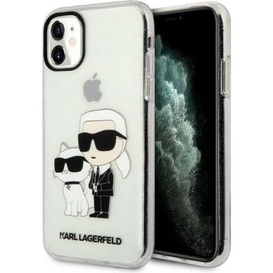 Karl Lagerfeld Iphone 11/ Xr 6,1'' Transparent Hardcase Gliter Karl&Choupette - (KLHCN61HNKCTGT)