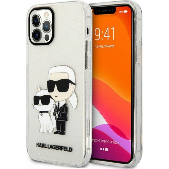 Karl Lagerfeld Iphone 12/12 Pro 6,1'' Transparent Hardcase Gliter Karl&Choupette - (KLHCP12MHNKCTGT)