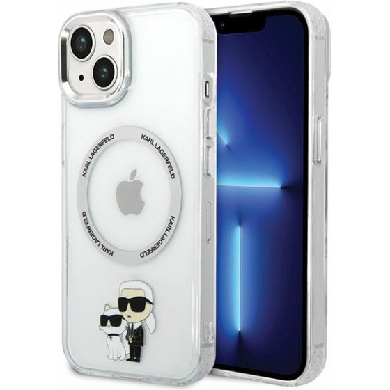 Karl Lagerfeld Iphone 13/ 14 / 15 6.1'' Hardcase Transparent Iconic Karl&Choupette Mag - (KLHMP13MHNKCIT)