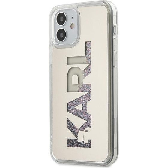 Karl Lagerfeld iPhone12 Mini 5,4'' Silver Hardcase Mirror Liquid Glitter Karl - (KLHCP12SKLMLGR)