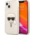 Karl Lagerfeld iPhone13 Mini 5,4'' Gold Hardcase Glitter Karl`s Head - (KLHCP13SKHTUGLGO)