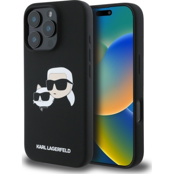 Karl Lagerfeld iPhone16 Pro Max 6.9'' czarny/Black Hardcase Silicone Double Heads Pr - (KLHMP16XSKCHPPLK)