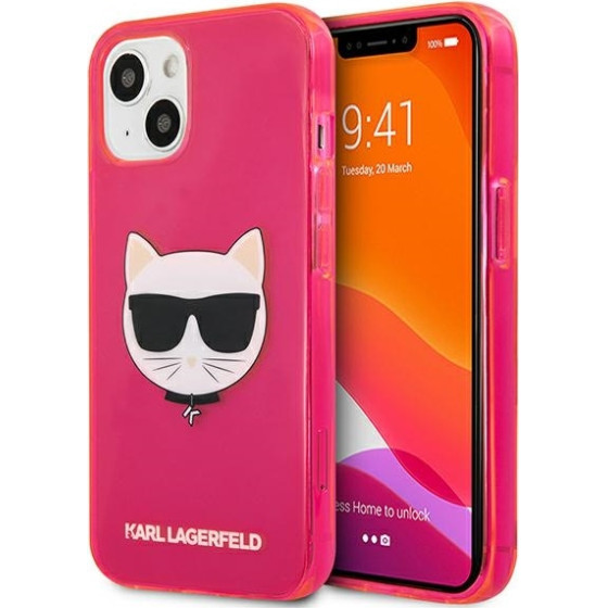 Karl Lagerfeld Iphone 13mIni 5,4'' Pink Hardcase Glitter Choupette Fluo - (KLHCP13SCHTRP)