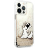 Karl Lagerfeld Iphone 13 Pro Max 6,7'' Gold Hardcase Liquid Glitter Choupette Fun - (KLHCP13XGCFD)