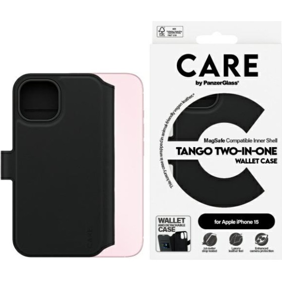 PanzerGlass Care By Feature Tango 2in1 Wallet Iphone 15 6.1'' Magsafe Black - (1159)