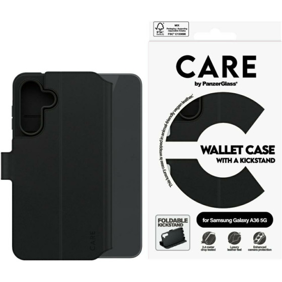 PanzerGlass Etui Care By Feature Wallet Kickstand Do Samsung Galaxy A36 5G Czarny - (CRRFEWLG38083)