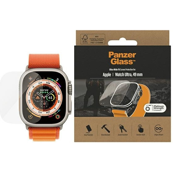 PanzerGlass Ultra-Wide Fit Apple Watchultra 49mm Screen Protection Platinium Strength - (3680)