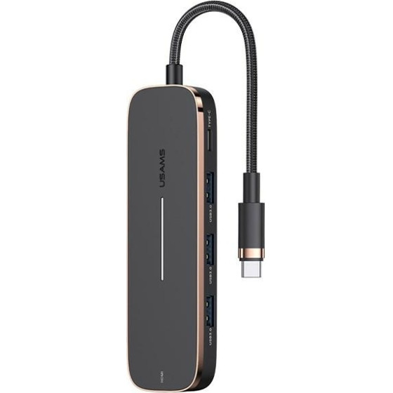 Usams Adapter Hub 3xUsb + USB-C + HDMIczarny/Black (US-SJ578) - (SJ578HUB01)