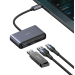 Usams Adapter Hub 5w1 Usb 2.0/Usb 3.0/USB-C/TF/Sd szary/Dark Grey (US-SJ628) - (SJ628HUB01)