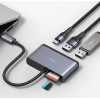 Usams Adapter Hub 5w1 Usb 2.0/Usb 3.0/USB-C/TF/Sd szary/Dark Grey (US-SJ628) - (SJ628HUB01)