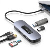 Usams Adapter Hub 6w1 2xUsb 3.0/TF/SD/USB-C/Hdmi PD100W szary/Tarnish (US-SJ642) - (SJ642HUB01)