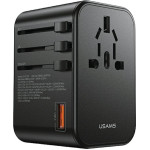 Usams Adapter Siec 1xUSB+2xUSB-C T62 65W4w1 US/AU/EU/Uk czarny/Black (US-CC199) Univesal Travel Charger - (CC199TC01)