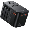 Usams Adapter Siec 1xUSB+2xUSB-C T62 65W4w1 US/AU/EU/Uk czarny/Black (US-CC199) Univesal Travel Charger - (CC199TC01)