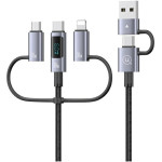 Usams Kabel 6w1 Fast Charging 60W 1,2m Data Cable Digital Dispay Aluminium Alloy Seria Sufeng SJ71 - (SJ713USB01)