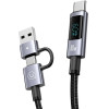 Usams Kabel 6w1 Fast Charging 60W 2m Data Cable Digital Display Alluminuim Alloy Seria Sufeng (SJ736) - (SJ736USB01)