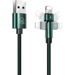 Usams Kabel Pleciony Obrotowy U60 2ALightning zielony/Green 1m (US-SJ476) - (SJ476USB02)