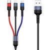 Usams Kabel Pleciony U26 3w1 0.35m 2AFast Charge (lightning/microUSB/USB-C) (US-SJ410) - (SJ410USB01)