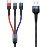 Usams Kabel Pleciony U26 3w1 0.35m 2AFast Charge (lightning/microUSB/USB-C) (US-SJ410) - (SJ410USB01)