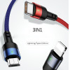 Usams Kabel Pleciony U26 3w1 0.35m 2AFast Charge (lightning/microUSB/USB-C) (US-SJ410) - (SJ410USB01)