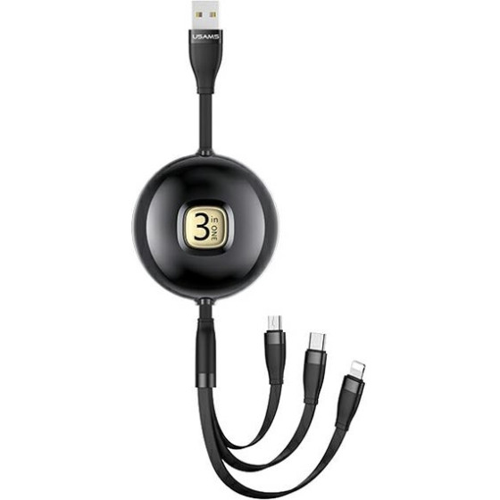 Usams Kabel U69 3w1 1m czarny/black(lightning/microUSB/USB-C) (US-SJ508) - (SJ508USB01)