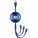 Usams Kabel U69 3w1 1m niebieski/blue(lightning/microUSB/USB-C) (US-SJ508) - (SJ508USB02)
