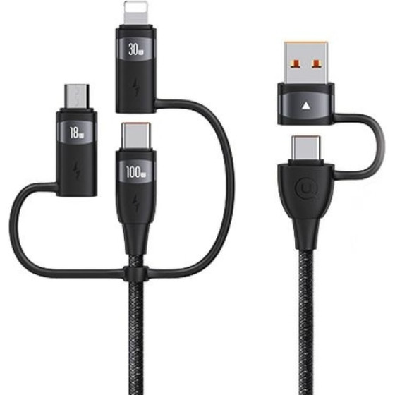 Usams Kabel U85 2xUSB-C/USB/Micro-USB/Lightning 6w1 1,2m 100W Pd Fast Charge czarny/Black (US-SJ645) - (SJ645USB01)