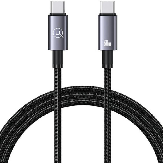 Usams Kabel USB-C Na USB-C 60W 1,2mFast Charging stalowy/Tarnish (US-SJ661) - (SJ661USB01)