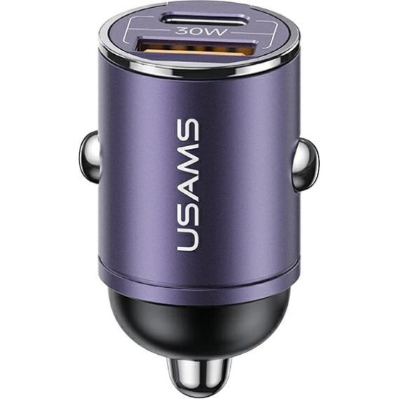 Usams Lad. sam. 1xUSB+1xUSB-C C38 30WPd Fast Charge z Wbudowanym Piescieniem fioletowy/Purple (US-CC206) - (CC206CC02)
