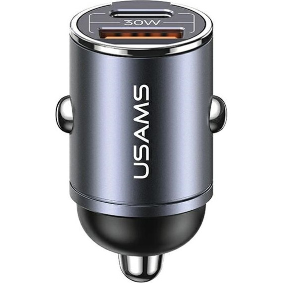 Usams Lad. sam. 1xUSB+1xUSB-C C38 30WPd Fast Charge z Wbudowanym Piescieniem stalowy/Tarnish CC206CC01 (US-CC206) - (CC206CC02)