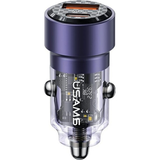 Usams Lad. sam. C39 USB+USB-C 60WFast Charge fioletowy/Purple (US-CC208) - (CC208CC02)