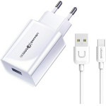 Usams Lad. siec. 1xUsb T22 18W 3A QC3.0+ Kabel USB-C 1m bialy/White (T48) - (T48OCLN01)