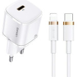 Usams Lad. siec. 1xUSB-C T36 Mini 20W+ Kabel USB-C-Lightning bialy/White PD3.0 Fast Charging (US-CC124+US-SJ484) - (XFKXLOGTL02)