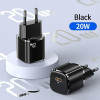 Usams Lad. siec. 1xUSB-C T36 Mini 20W+ Kabel USB-C-Lightning czarny/Black PD3.0 Fast Charging (US-CC124+US-SJ484) - (XFKXLOGTL01)