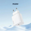 Usams Lad. siec. 1xUSB-C T65 PD20WPd Fast Charging US-CC226 + Kabel USB-C/Lightning US-SJ712 30W Bia - (OYXLTZ02)