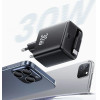 Usams Lad. siec. 1xUSB-C Ze Zwijanymkablem USB-C Retractable PD+Qc 30W Gan Fast Charging bialy/White - (CC241TC02)