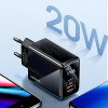 Usams Lad. siec. 1xUSB-C+1xUsb T40 20WLed (Only head) PD3.0 +QC3.0 Fast Charging czarny/Black CC133T - (CC133TC01)
