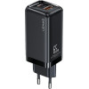 Usams Lad. siec. 1xUSB-C+1xUsb T47 65W(Only head) Pd Fast Charging Super Si czarny/Black (US-CC153) - (CC153TC01)