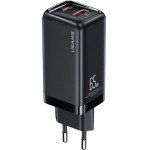 Usams Lad. siec. 1xUSB-C+1xUsb T47 65W(Only head) Pd Fast Charging Super Si czarny/Black (US-CC153) - (CC153TC01)