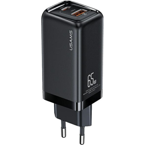 Usams Lad. siec. 1xUSB-C+1xUsb T47 65W(Only head) Pd Fast Charging Super Si czarny/Black (US-CC153) - (CC153TC01)