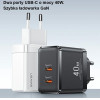 Usams Lad. siec. 2xUSB-C T54 Gan 40W(Only head) Pd Fast Charging bialy/White (US-CC172) - (CC172TC02)