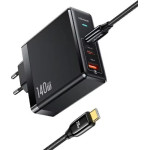 Usams Lad. siec. 2xUSB-C+1xUsb T52PD140W Pd Fast Charging US-CC168 + Kabel U82 USB-C/USB-C US-SJ581 - (UMXLOGTC01)