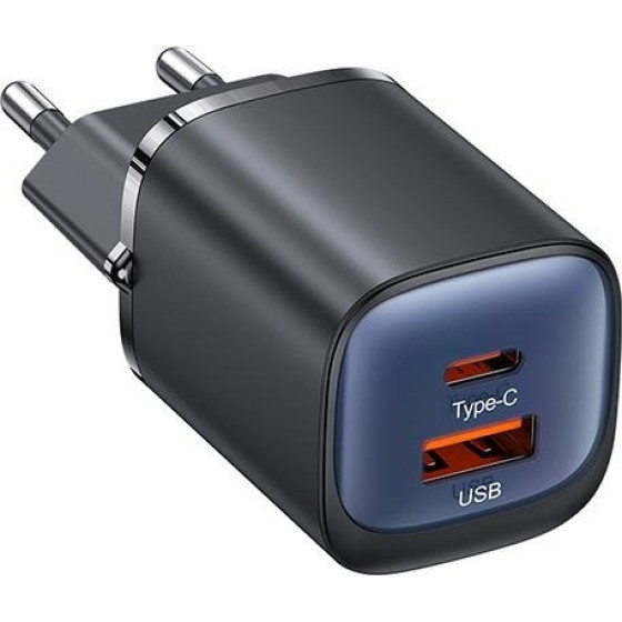 Usams Lad. siec. CC254 30W GaNUSB-C/USB-A Fast Charging Hc Series czarny/Black - (CC254TC01)