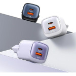 Usams Lad. siec. CC254 30W GaNUSB-C/USB-A Fast Charging Hc Series fioletowy/Purple - (CC254TC03)