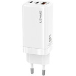 Usams Lad. siec. Mt 2xUSB-C+Usb Gan 65WT33 Pd (Only head) Fast Charging bialy/White (US-CC110) - (CC110TC02)