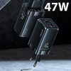 Usams Lad. siec. T41 USB-C+Usb Gan 47WPD+Qc (Only head) Fast Charging czarny/Black (US-CC1 - (CC137TC01)